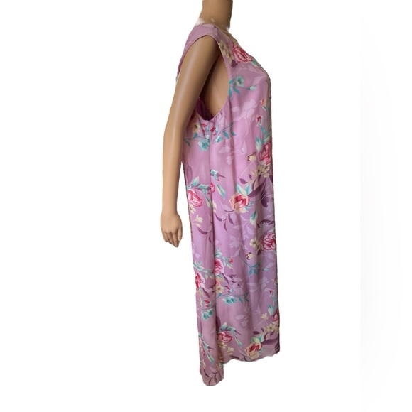 NOS Deadstock Studio C Vintage 90s Plus Purple Cottagecore Beaded Floral Dress - Picture 4 of 9